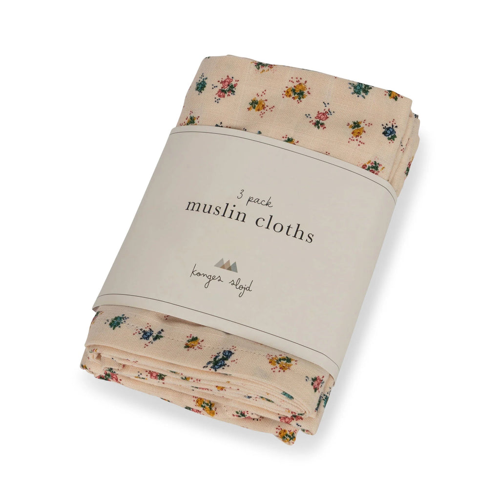 Konges Sløjd: 3 Pack Muslin Set - Bloomie Blush - Acorn & Pip_Konges Sløjd