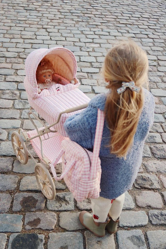 Konges Sløjd: Doll Pram - Powder Pink Check - Acorn & Pip_Konges Sløjd