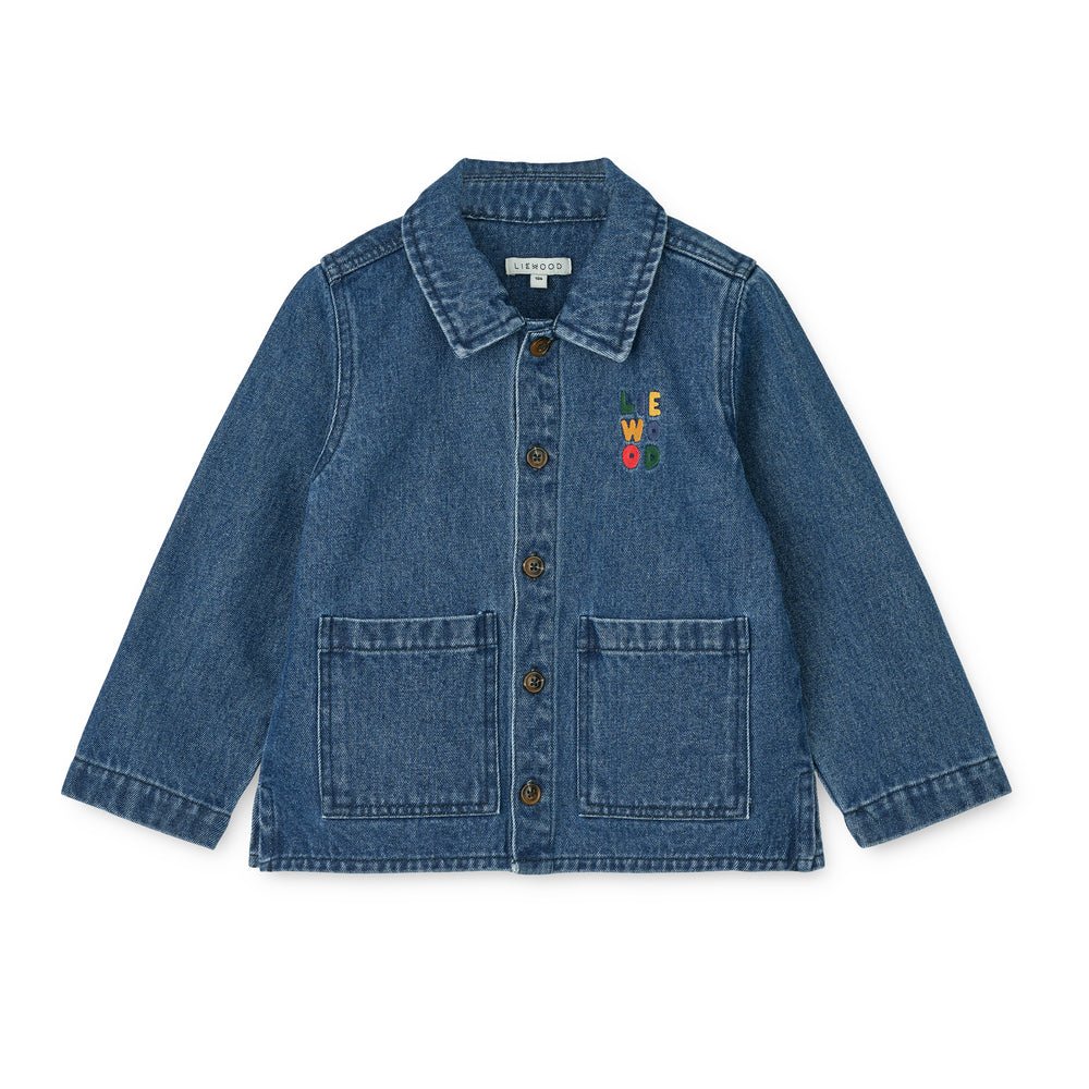 Liewood: Kinsley Placement Denim Overshirt - Medium Blue - Acorn & Pip_Liewood