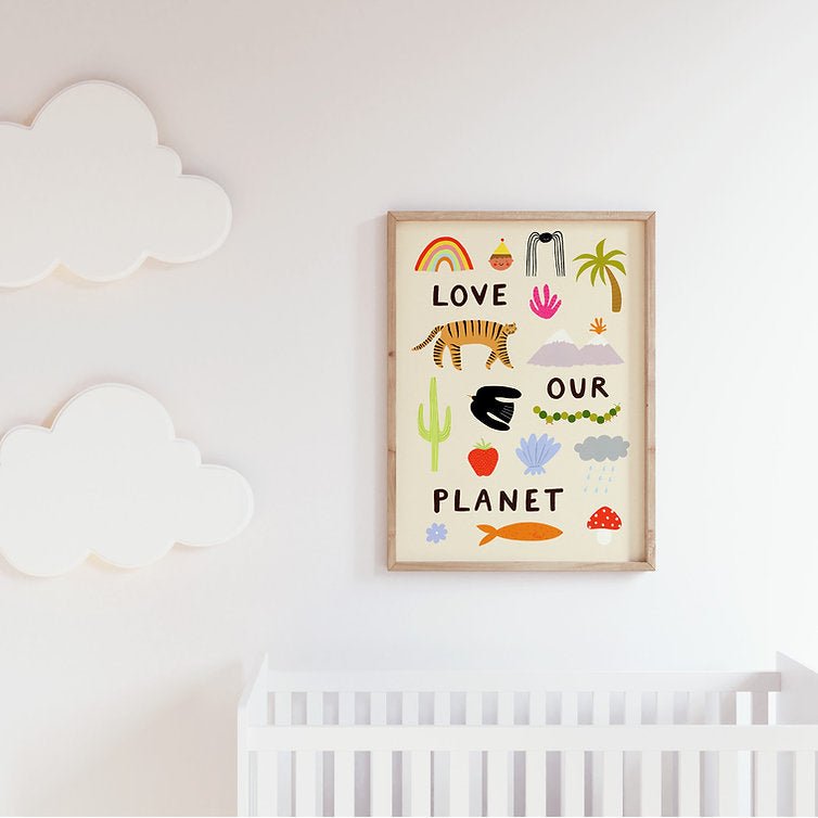 Little Black Cat: Love Our Planet - A3 Print - Acorn & Pip_Little Black Cat Illustrated