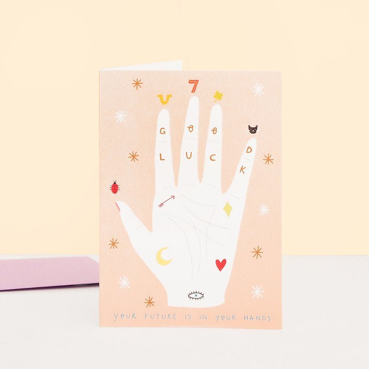 Little Black Cat: Palmistry Good Luck Card - Acorn & Pip_Little Black Cat Illustrated