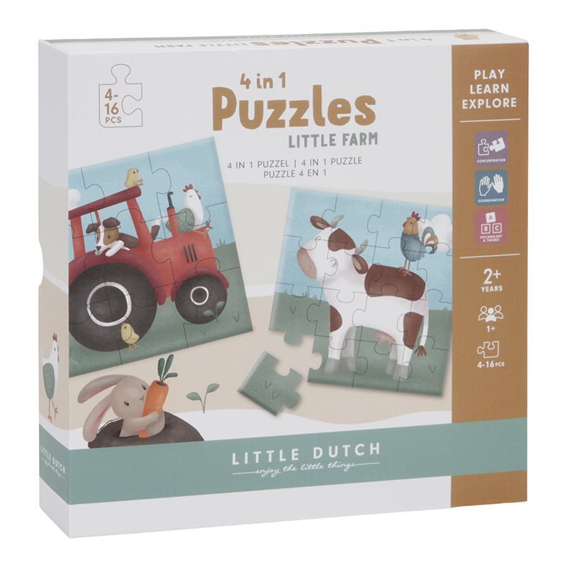 Little Dutch: 4 - in - 1 Puzzles - Little Farm - Acorn & Pip_Little Dutch