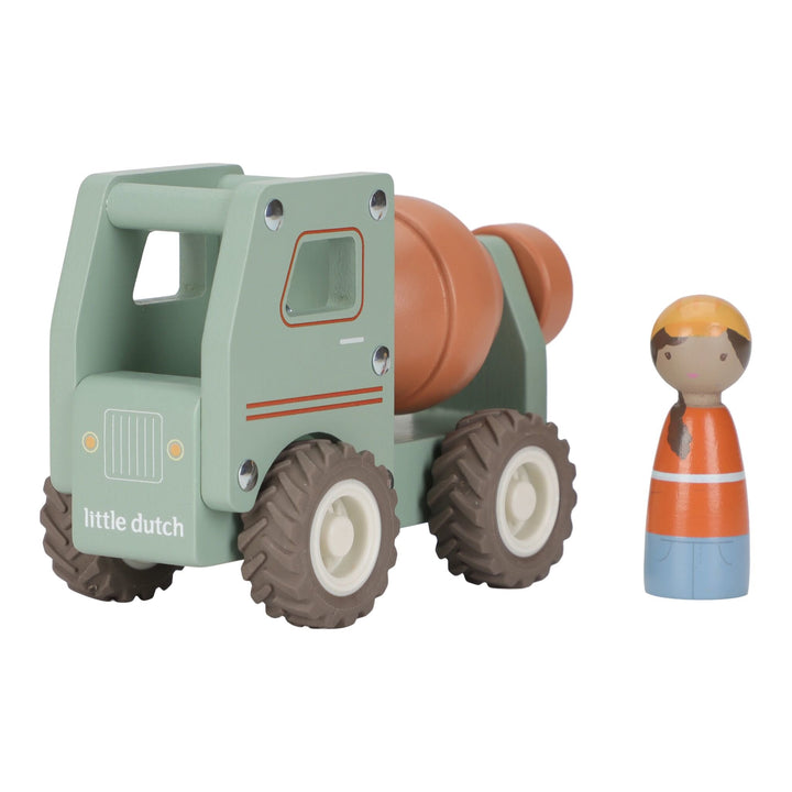 Little Dutch Wooden Cement Mixer Truck & Peg Doll – Green