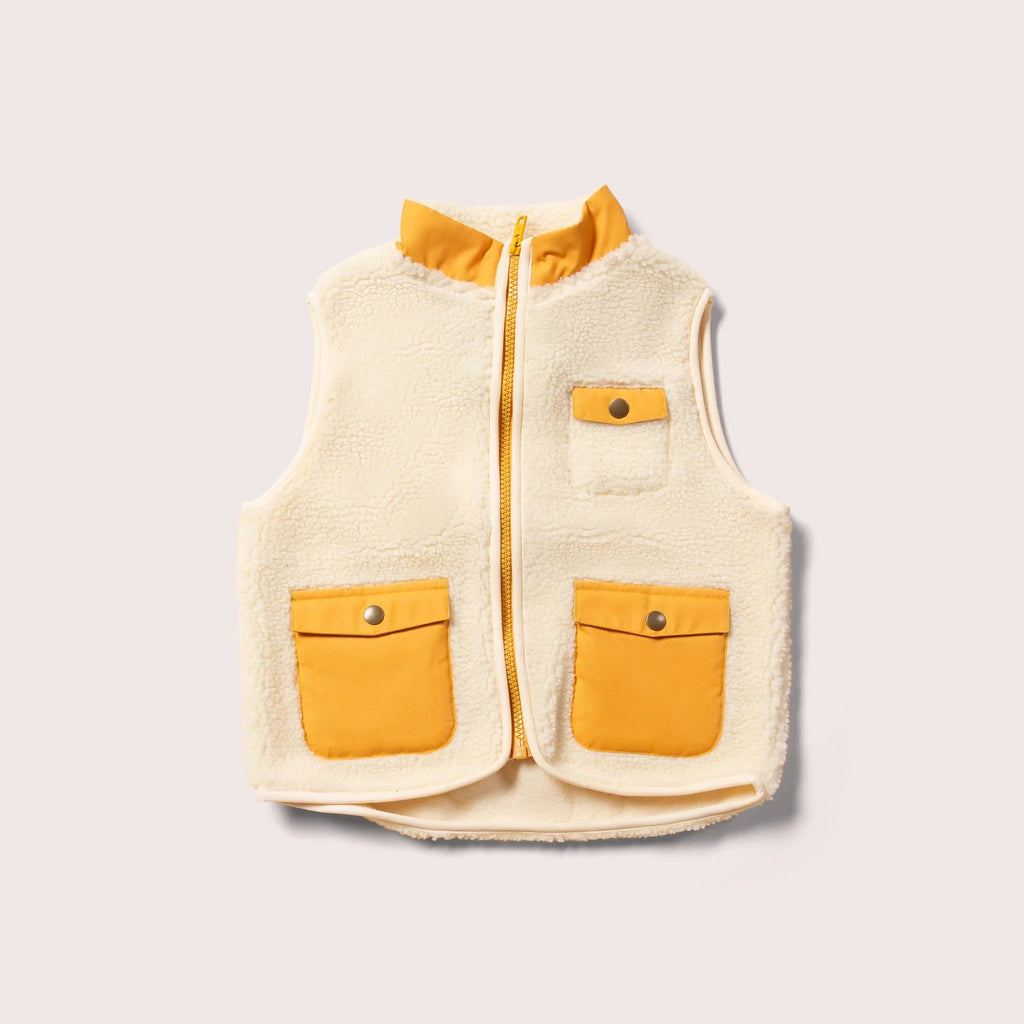 Little Green Radicals: Cream Cosy Zip Up Recycled Fleece Gilet - Acorn & Pip_Little Green Radicals