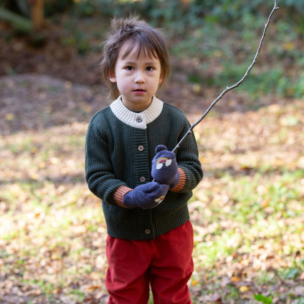 Little Green Radicals: From One To Another Fern Green Snuggly Knitted Cardigan - Acorn & Pip_Little Green Radicals