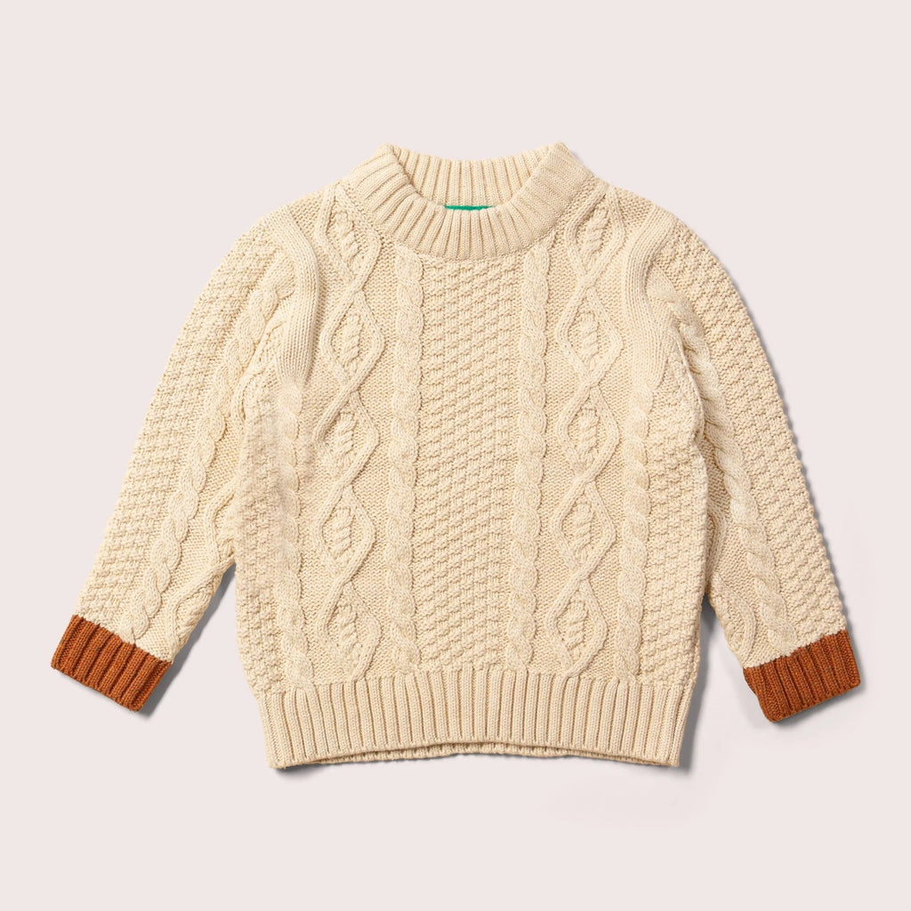 Little Green Radicals: From One To Another Oatmeal Aran Snuggly Knitted Jumper - Acorn & Pip_Little Green Radicals