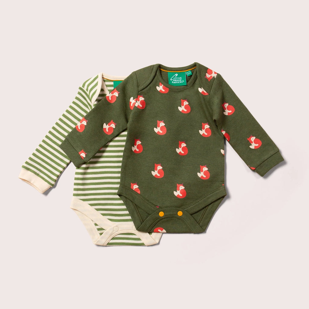 Little Green Radicals: Little Fox Organic Baby Bodysuit Set - 2 Pack - Acorn & Pip_Little Green Radicals