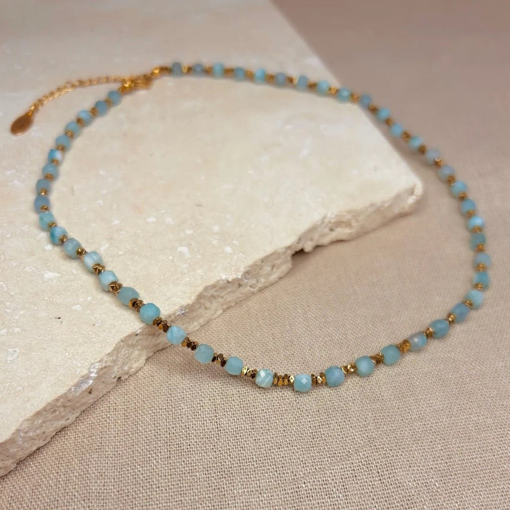 Little Nell: Aqua Beaded Necklace - Acorn & Pip_Little Nell Jewellery