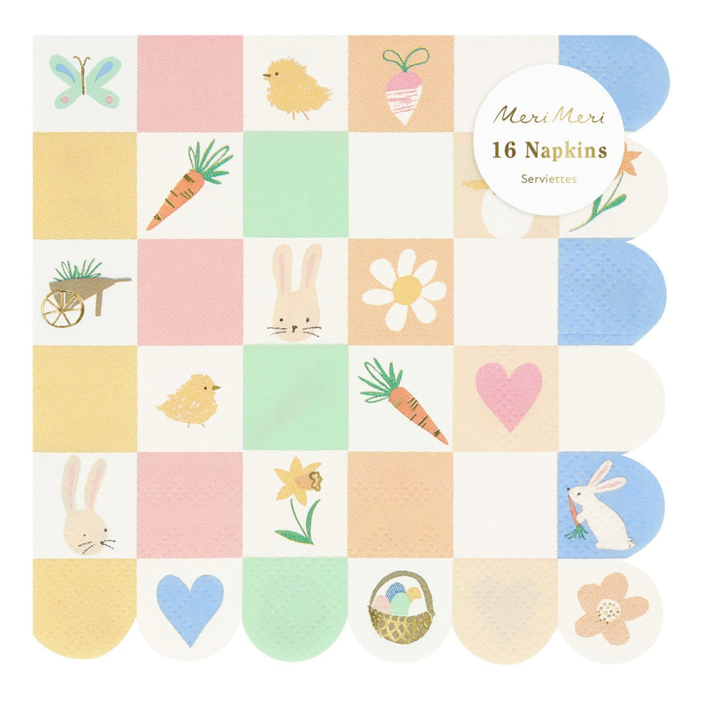 Meri Meri: Easter Icon Checkerboard Small Napkins (x16) - Acorn & Pip_Meri Meri