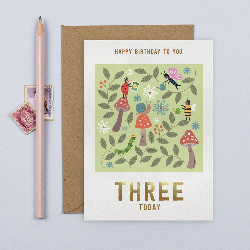 Mifkins: Garden Helpers 3rd Birthday Card - Acorn & Pip_Mifkins