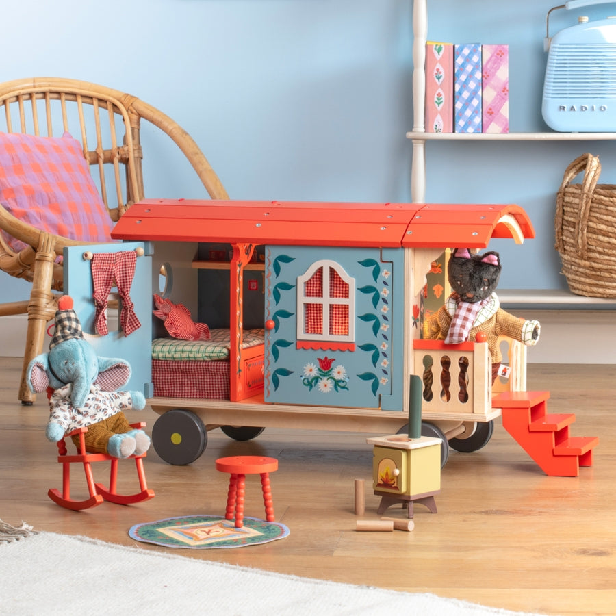 Les Minouchkas wooden caravan playset