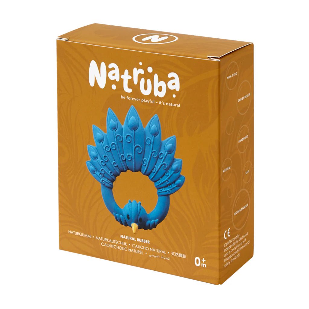 Natruba: Natural Rubber Teether Peacock - Acorn & Pip_Natruba