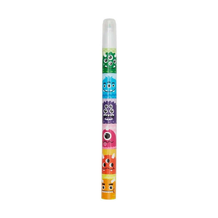 Ooly Monster Stacking Highlighters featuring colorful monster designs in green, blue, purple, pink, orange, and yellow.
