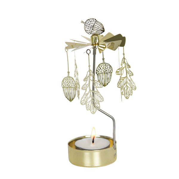 Pluto Design Oak Tealight Spinner – Gold