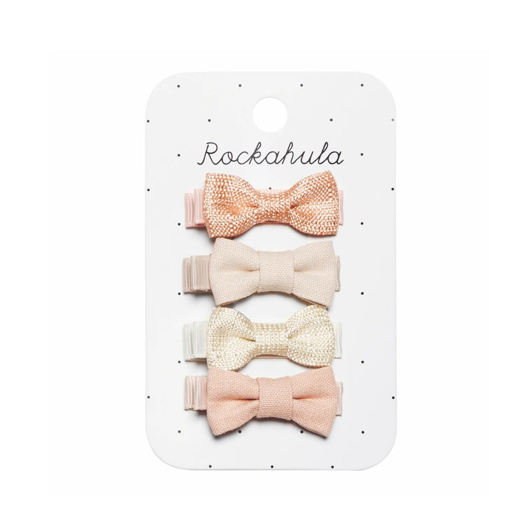 Rockahula: Kids Flora Linen Mini Bow Hair Clips - Acorn & Pip_Rockahula