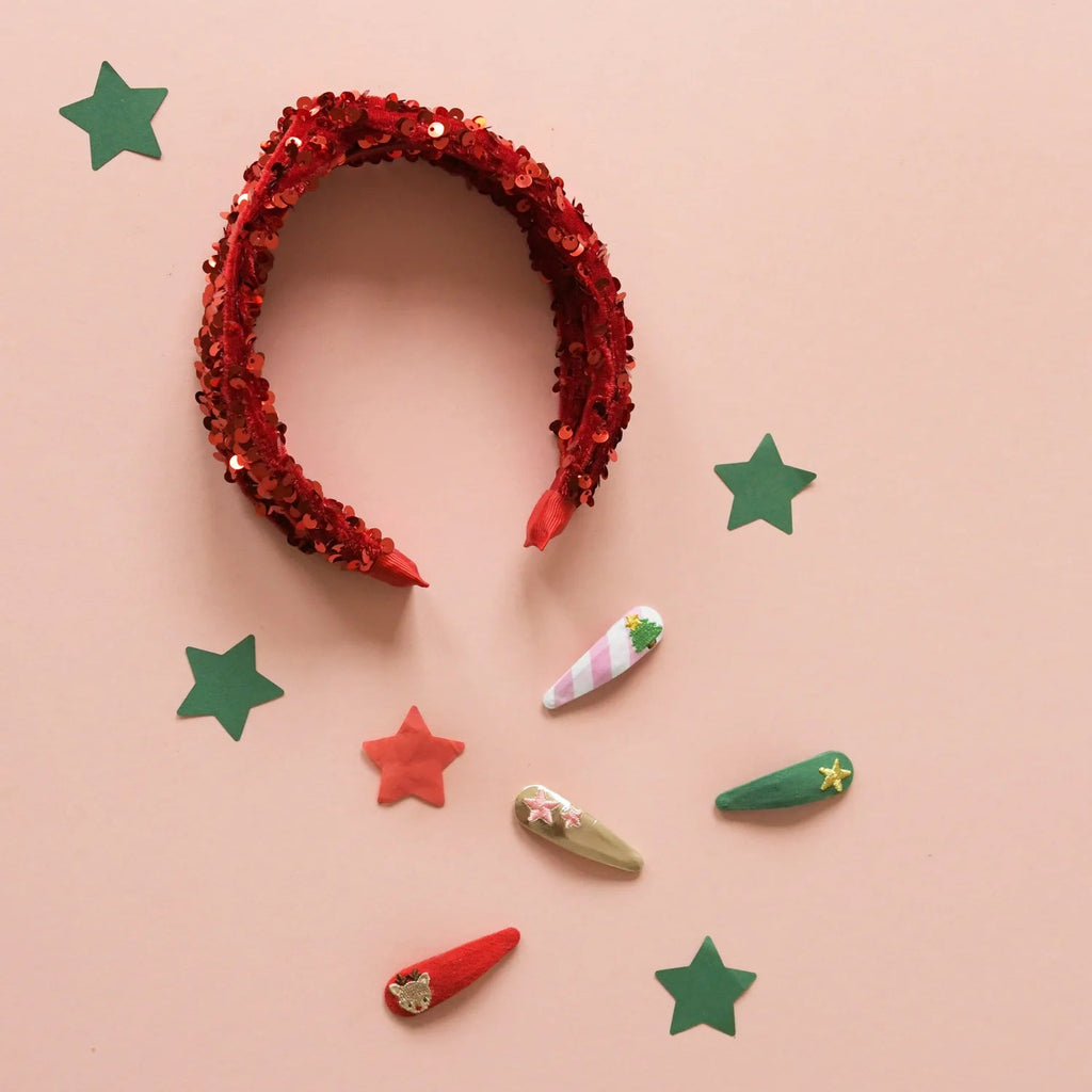 Rockahula: Sequin Velvet Headband - Red - Acorn & Pip_Rockahula