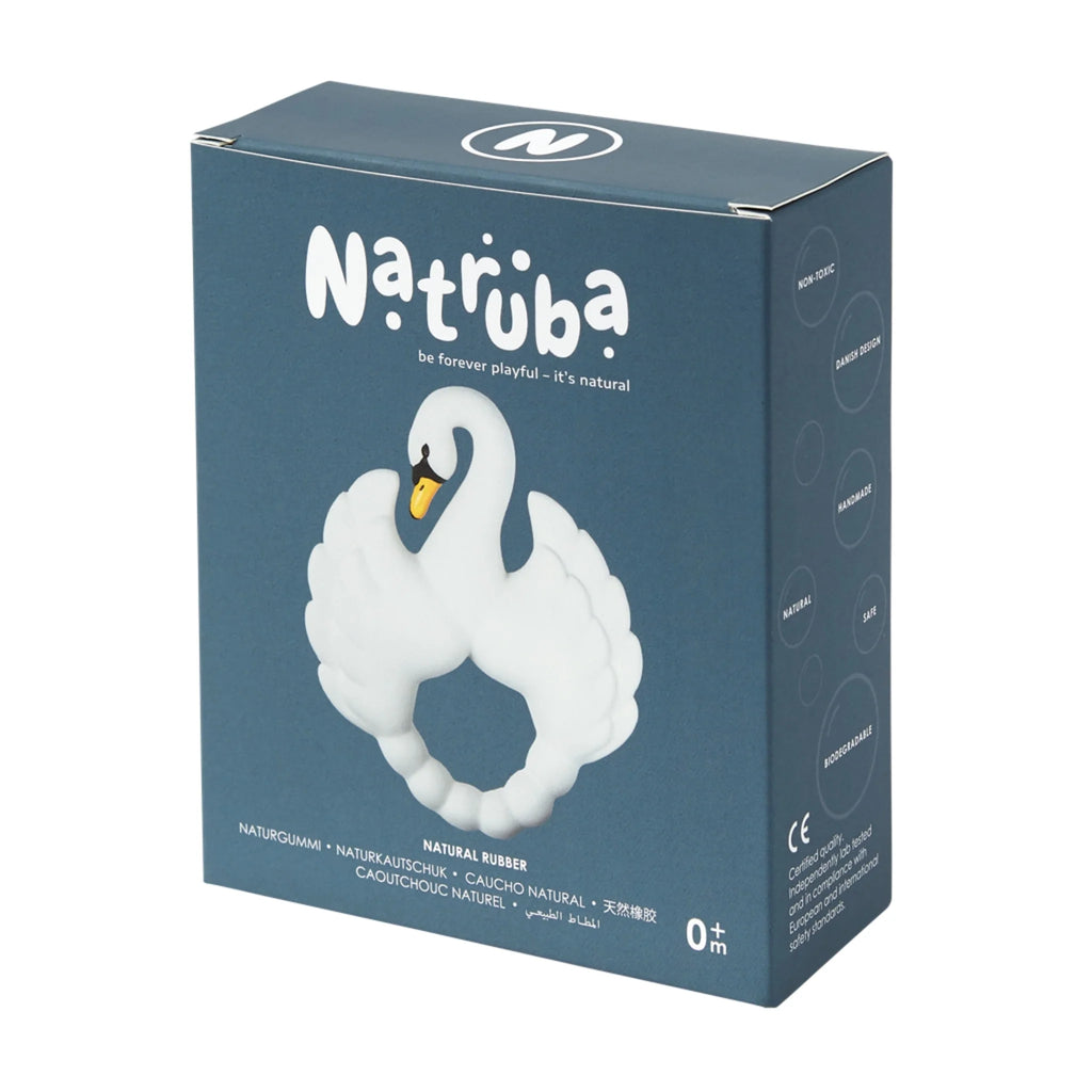 Natruba: Natural Rubber Teether - Swan White - Teething Toys for Babies and Toddlers from Birth - Natural Rubber Eco-Friendly Teething Toys 0+ at Acorn & Pip