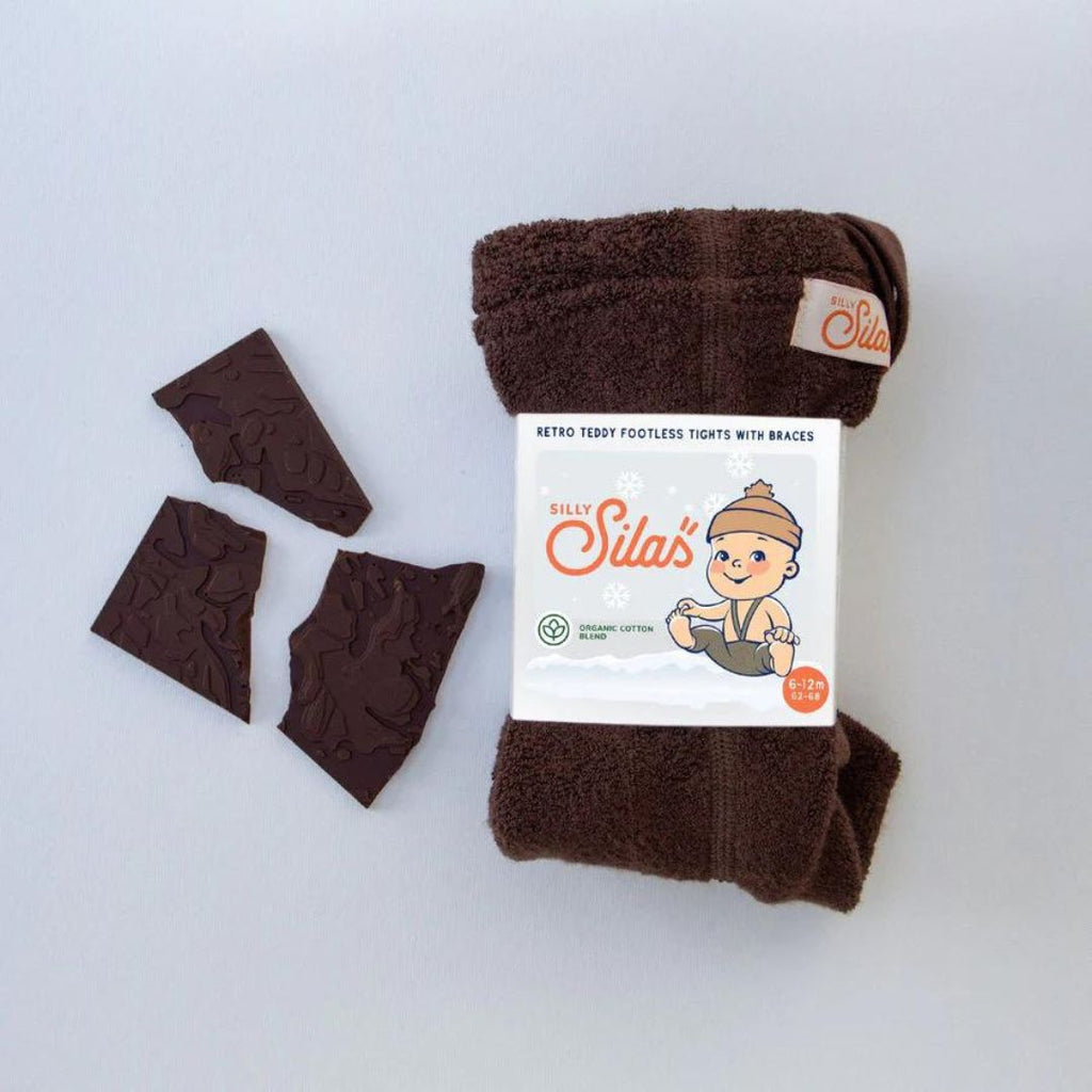 Silly Silas: Teddy Warmy Footless Tights - Chocolate Brown - Acorn & Pip_Silly Silas