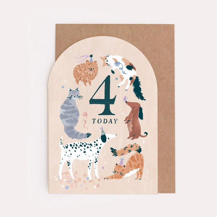 Sister Paper Co: Age 4 - Birthday Card - Acorn & Pip_Sister Paper Co