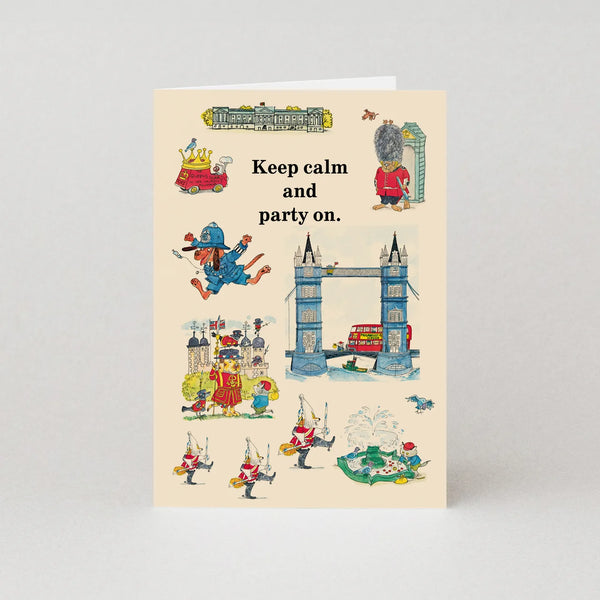 Studio Boketto Richard Scarry Keep Calm and Party On Greetings Card