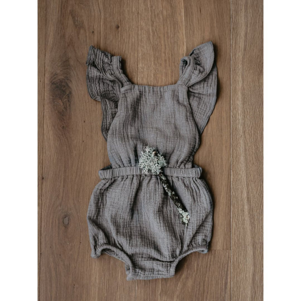 The Simple Folk: The Ruffle Romper - Lead Grey - Acorn & Pip_The Simple Folk