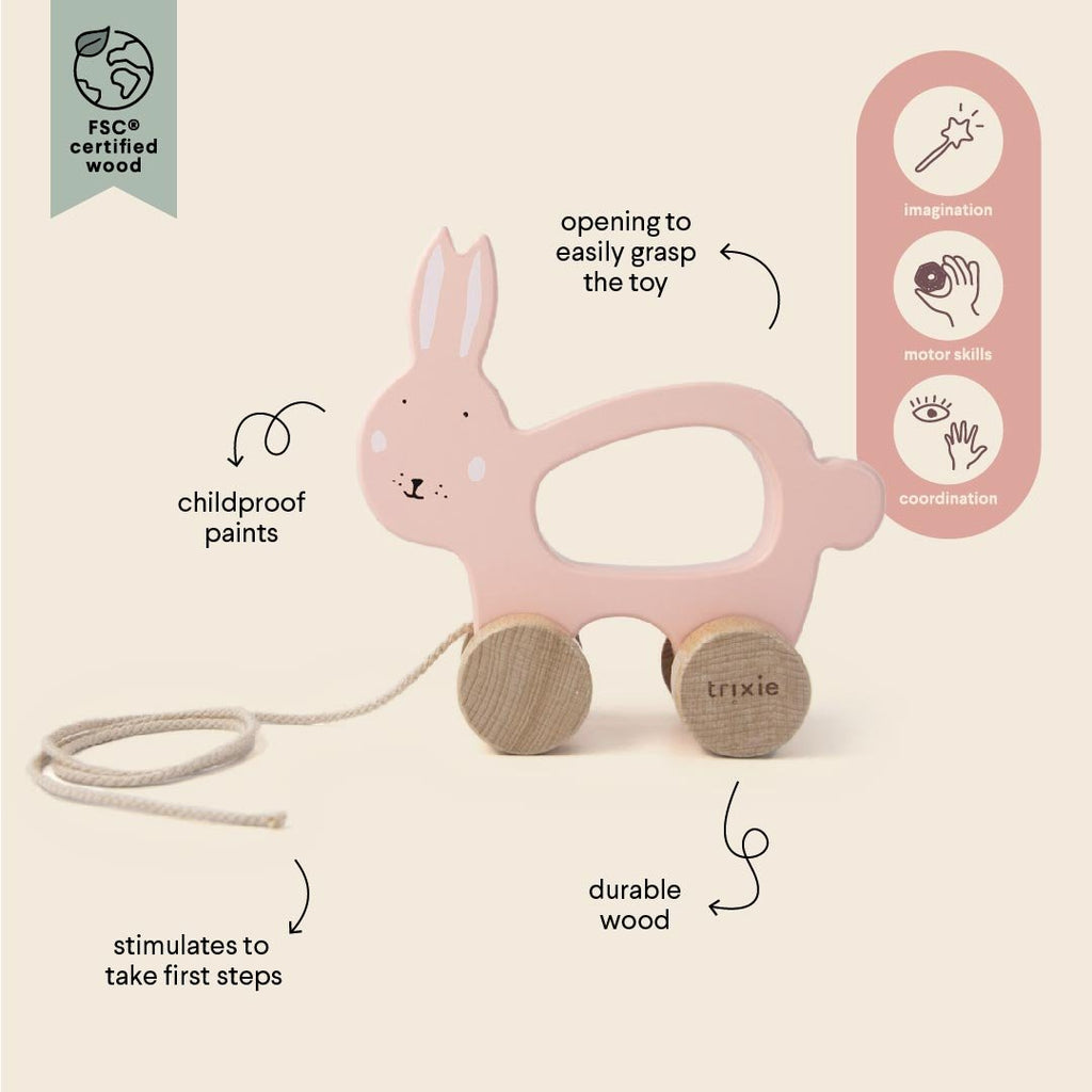 Trixie: Wooden Pull Along Toy - Mrs. Rabbit - Acorn & Pip_Trixie