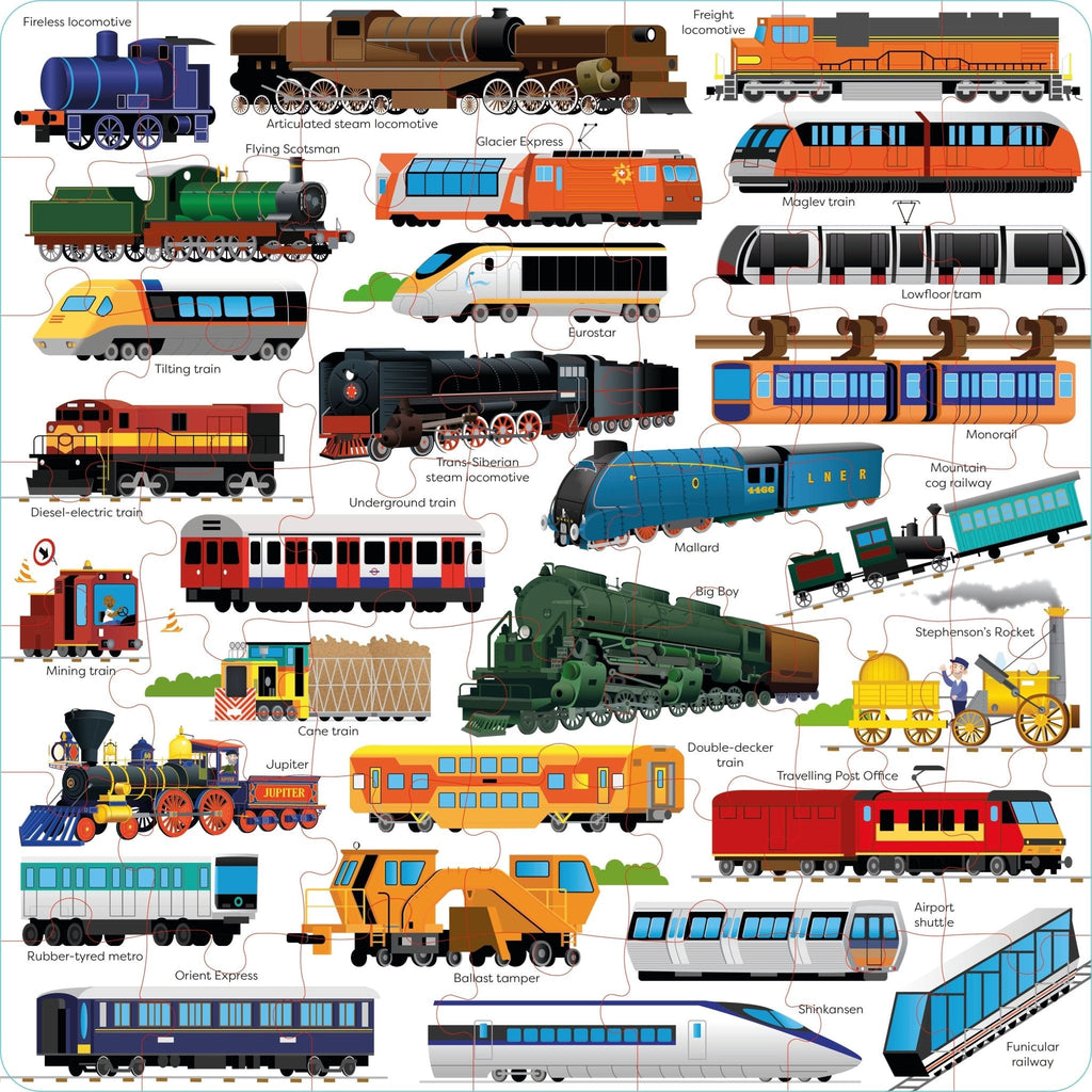 Usborne Book and Jigsaw: Trains - Acorn & Pip_Bookspeed