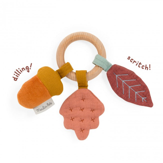 Moulin Roty: Wooden Oak Tree Ring Rattle - Après la pluie - New Baby Gifts at Acorn & Pip