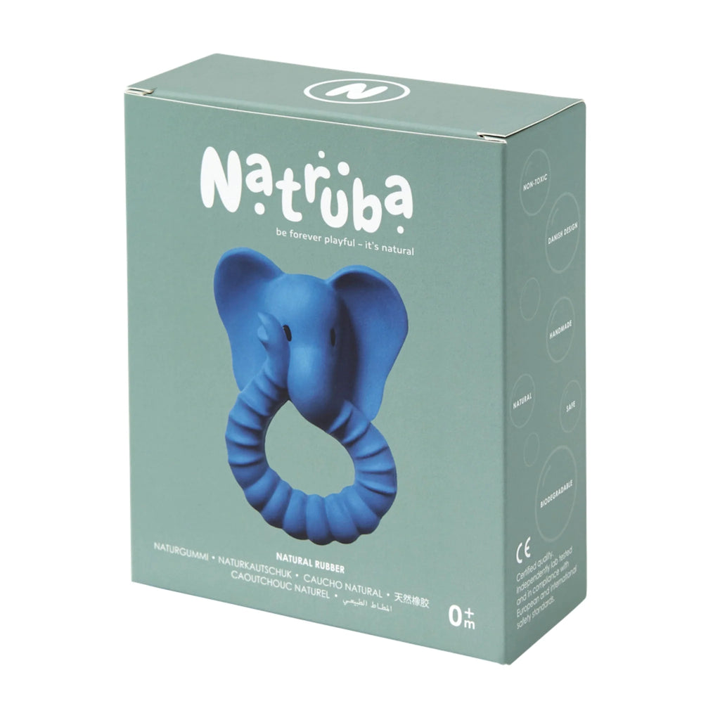 Natruba: Natural Rubber Teether - Elephant Blue - Teething Toys for Babies and Toddlers from Birth - Natural Rubber Eco-Friendly Teething Toys 0+ at Acorn & Pip