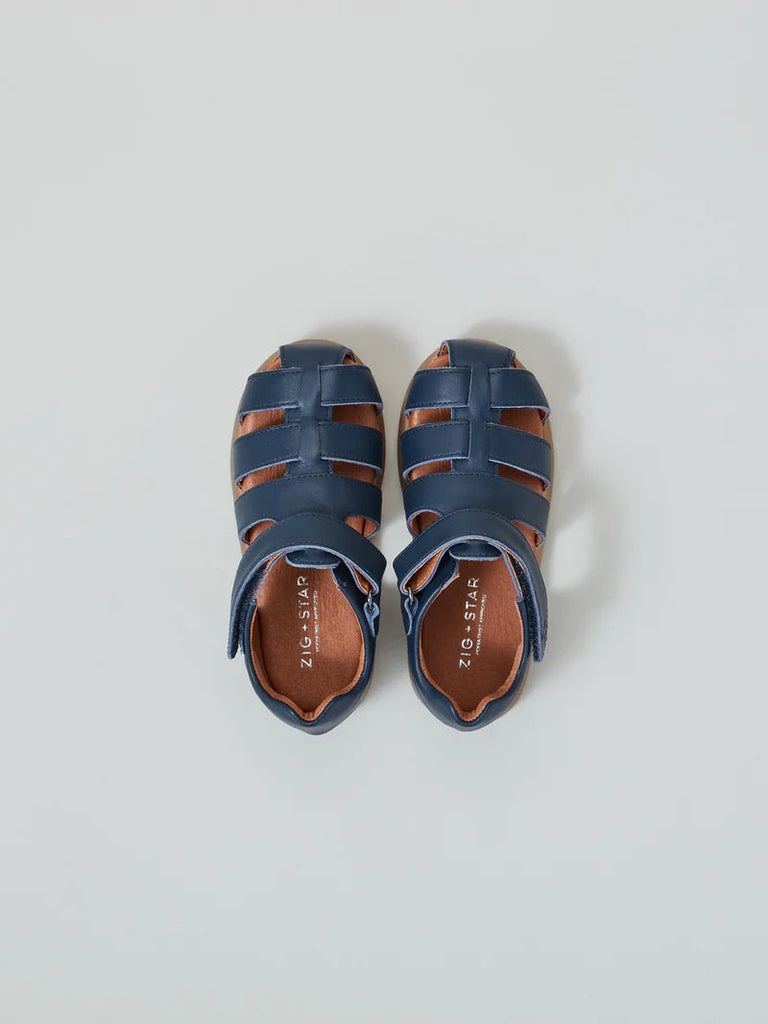 Zig + Star: Cosmic Closed Toe Kids Sandals - Navy - Acorn & Pip_Zig + Star