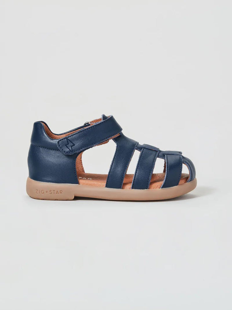 Zig + Star: Cosmic Closed Toe Kids Sandals - Navy - Acorn & Pip_Zig + Star