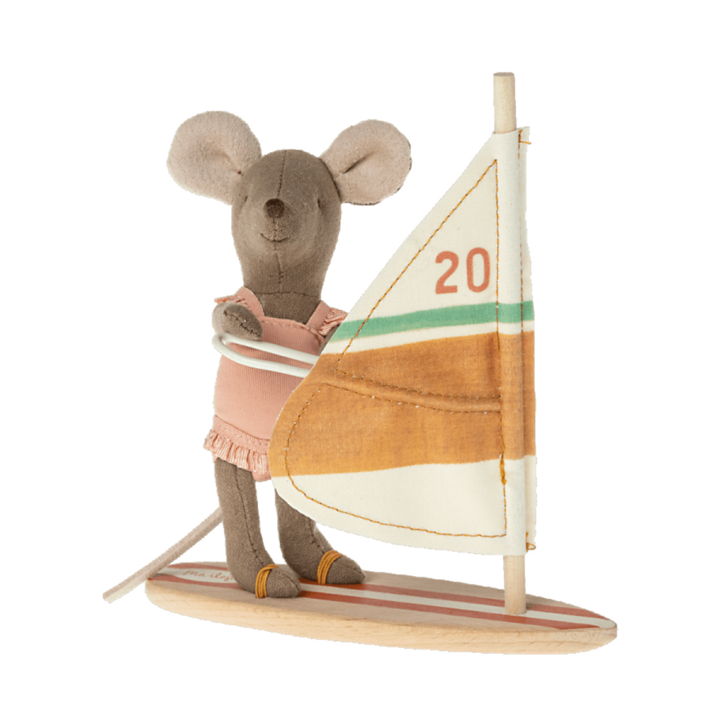 Maileg: Beach Mice, Surfer Little Sister - toys for kids - Acorn & Pip