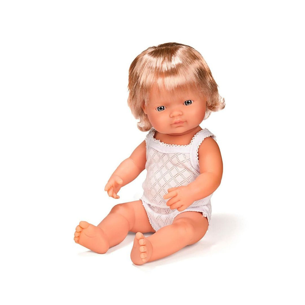 Miniland Baby Doll - Caucasian Girl With Hair (38cm)