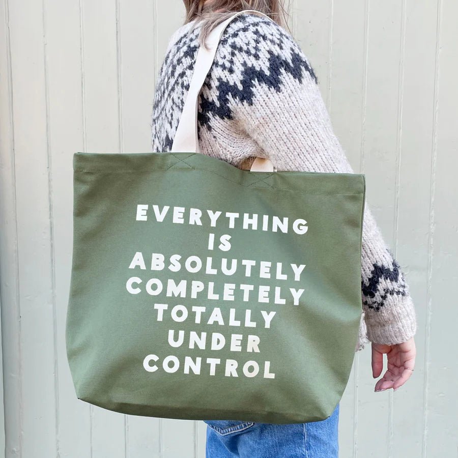 Alphabet Bags: Everything is Under Control Tote Bag - Olive Green - Acorn & Pip_Alphabet Bags