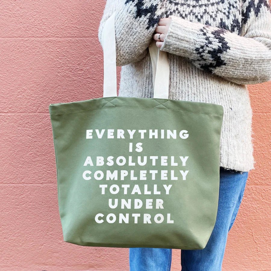 Alphabet Bags: Everything is Under Control Tote Bag - Olive Green - Acorn & Pip_Alphabet Bags