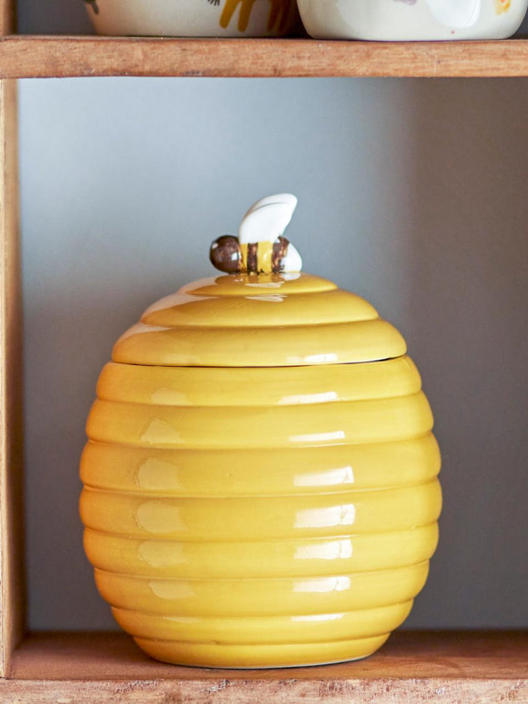 Bloomingville: Yellow Alfred Jar with Lid - Bee - Acorn & Pip_Bloomingville