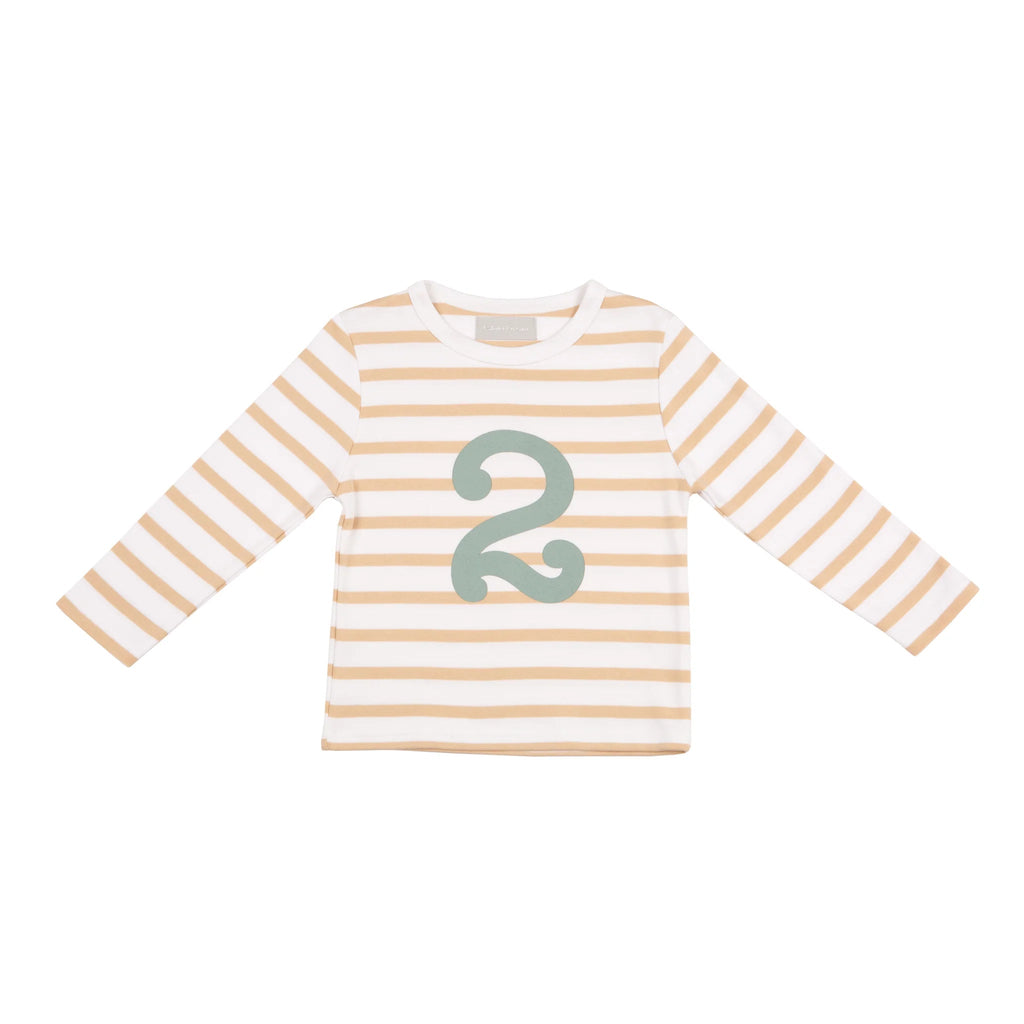Bob + Blossom: Number Tee - Biscuit / Green - Acorn & Pip_Bob & Blossom