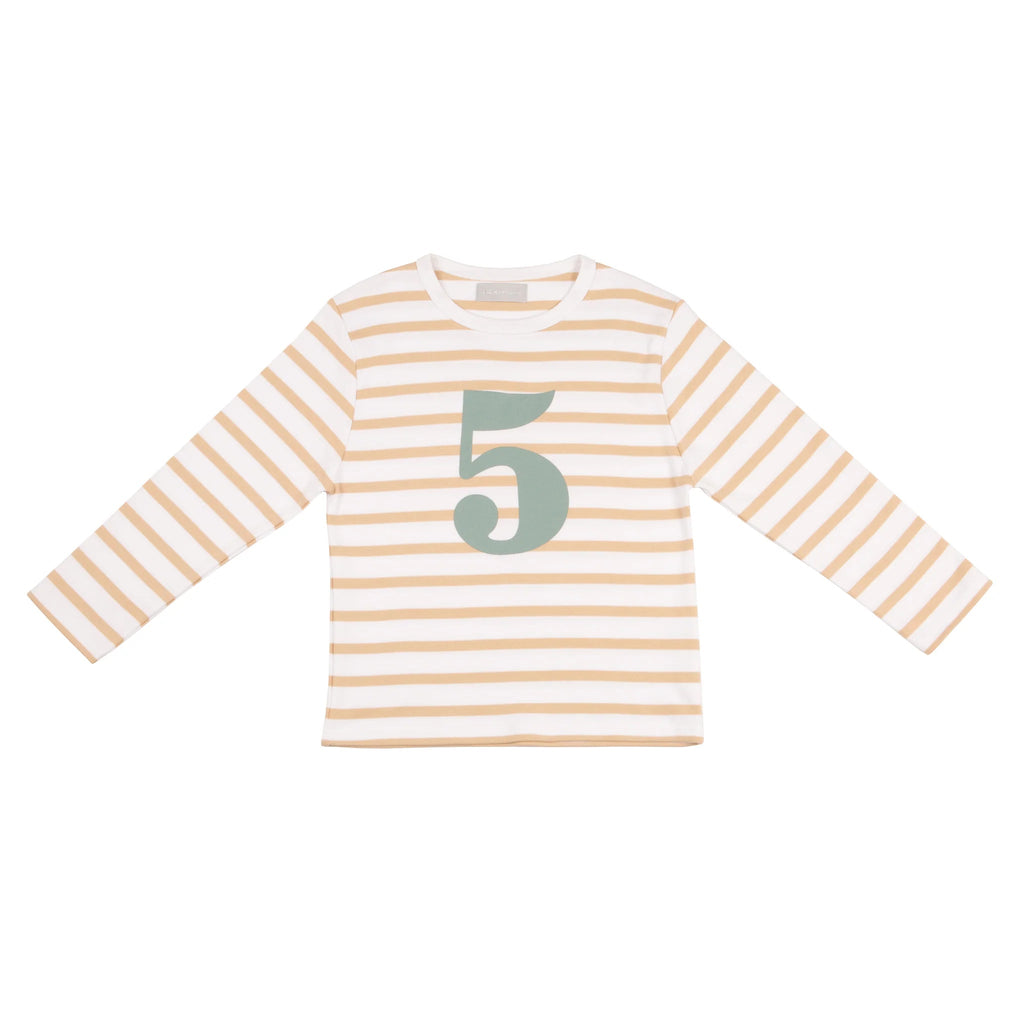 Bob + Blossom: Number Tee - Biscuit / Green - Acorn & Pip_Bob & Blossom