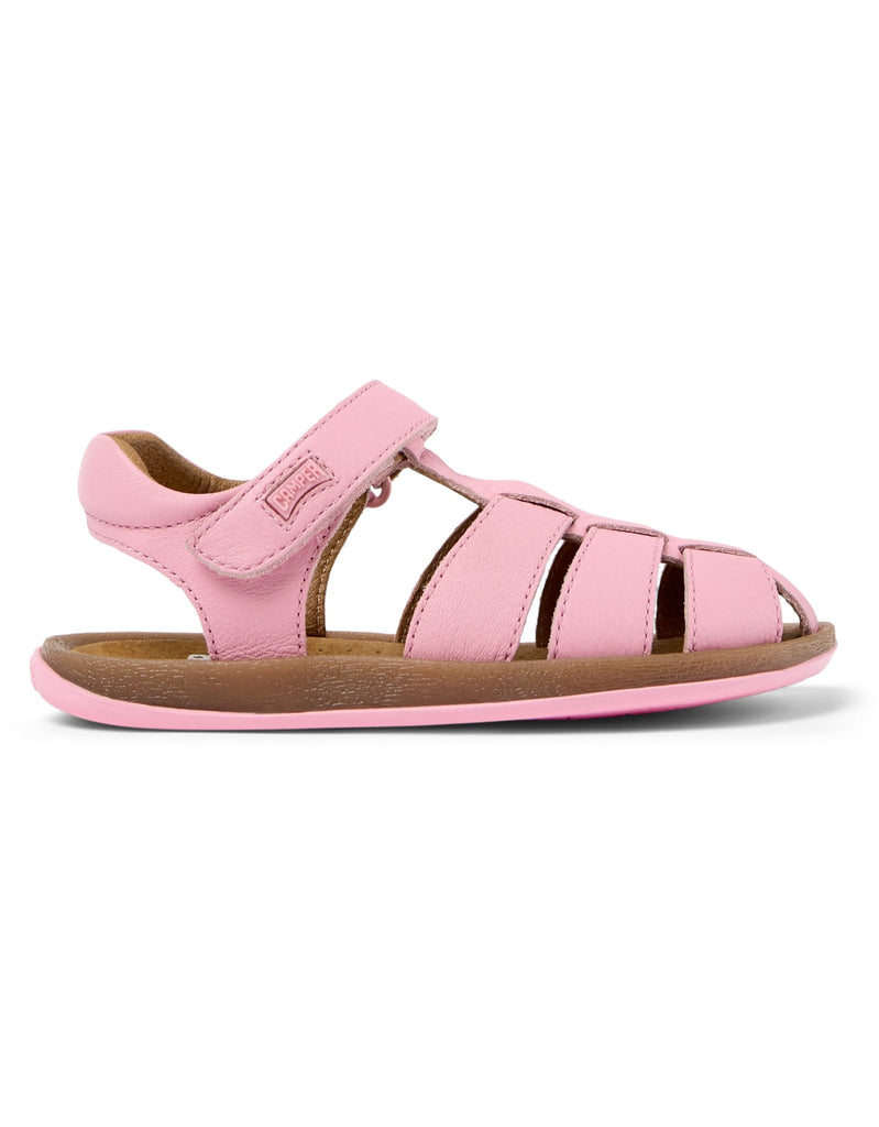 Camper: Bicho Girls Velcro Closed Toe Sandals - Pink Leather - Acorn & Pip_Camper