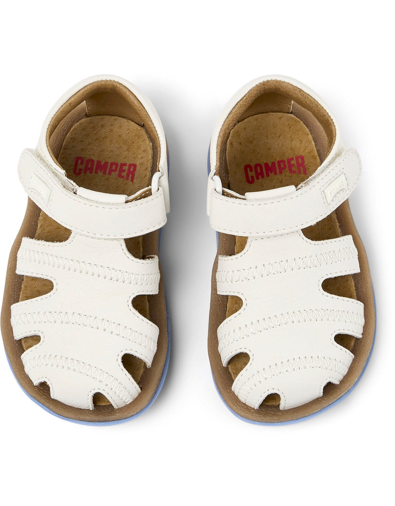 Camper: Bicho Kids Velcro Closed Toe Sandals - White Leather - Acorn & Pip_Camper