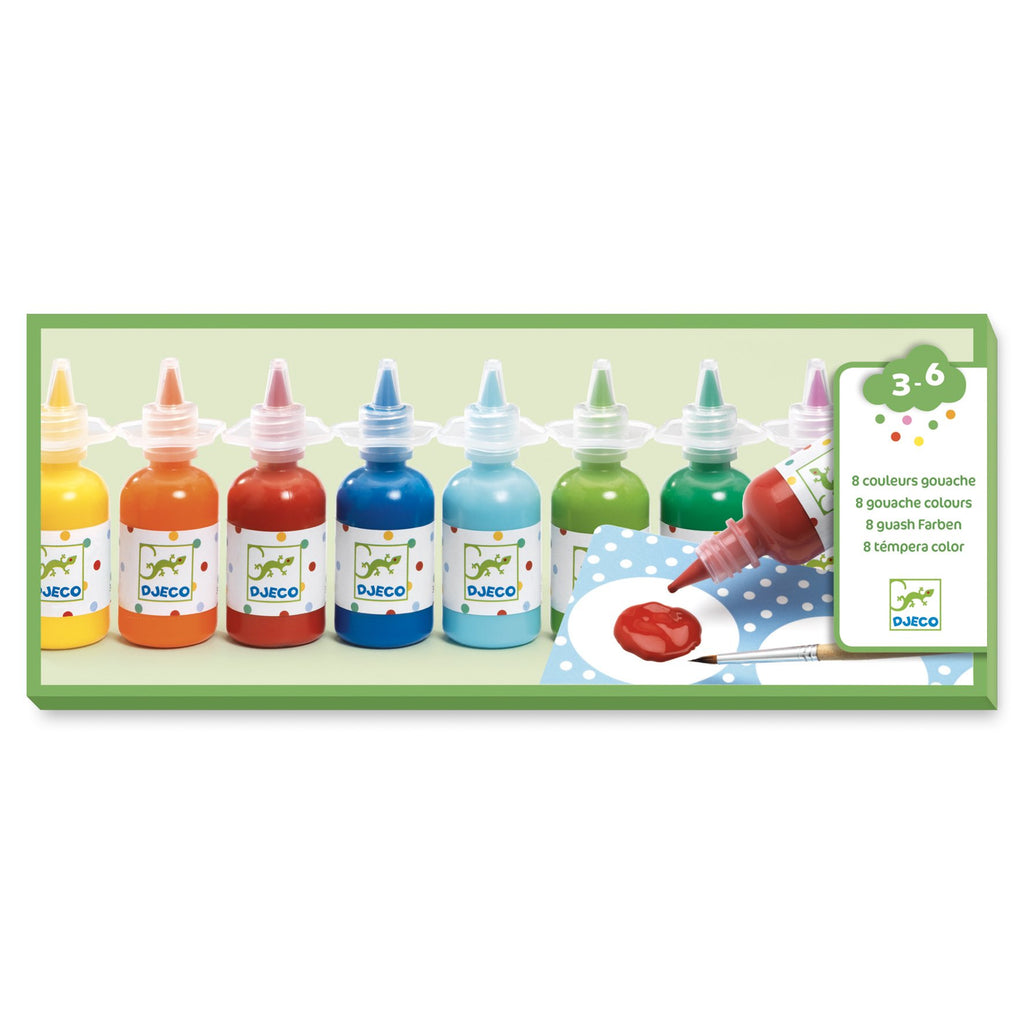 Djeco: 8 Squeezy Bottles of Kids Paint - Acorn & Pip_Djeco
