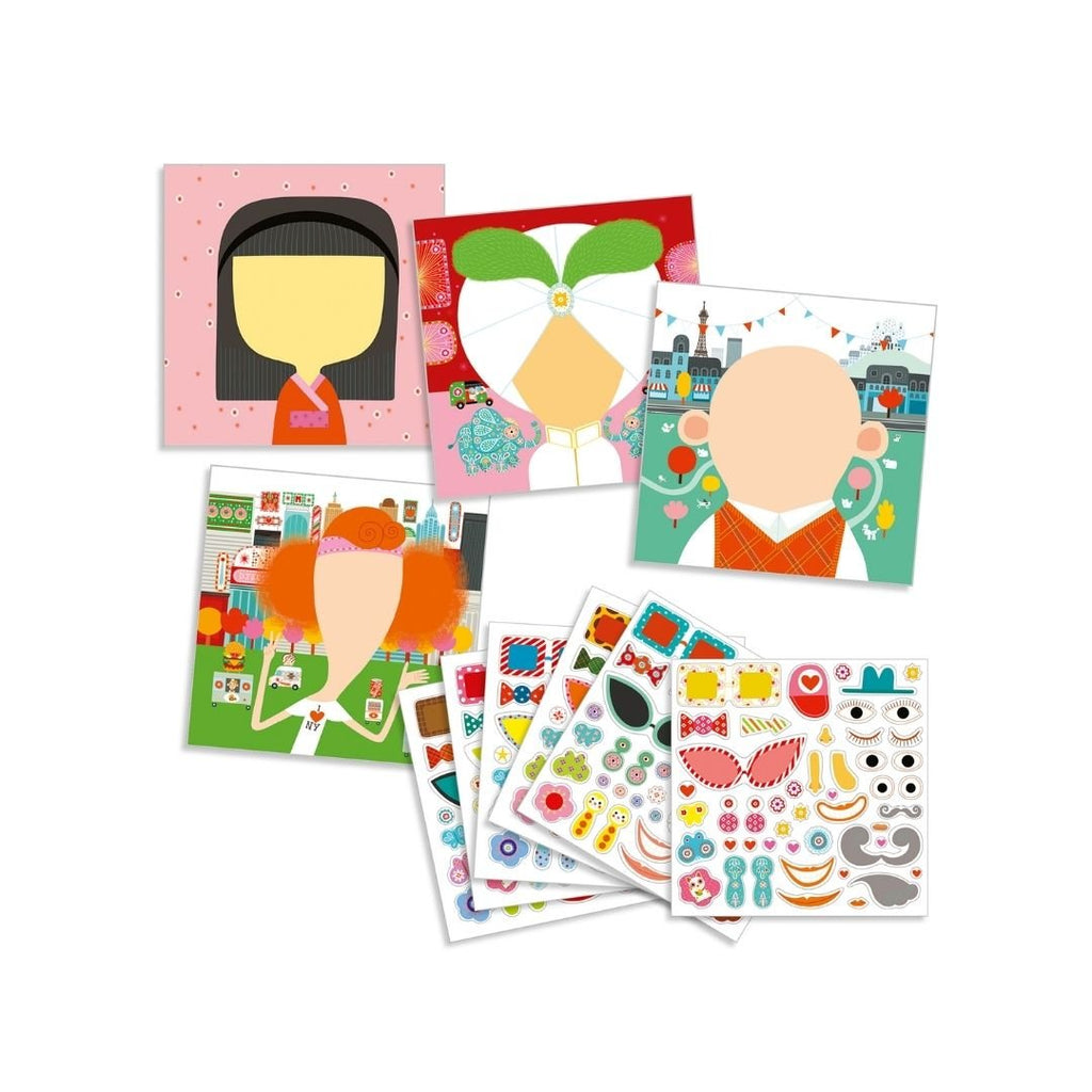 Djeco: Create With Stickers - All Different - Acorn & Pip_Djeco