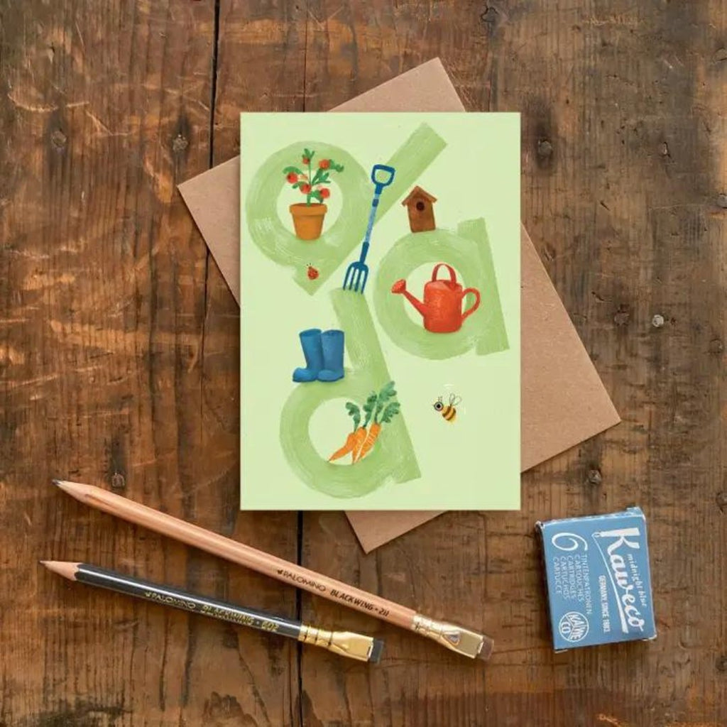 Emily Nash Illustration: Gardening Dad Father's Day Card - Acorn & Pip_Emily Nash Illustration