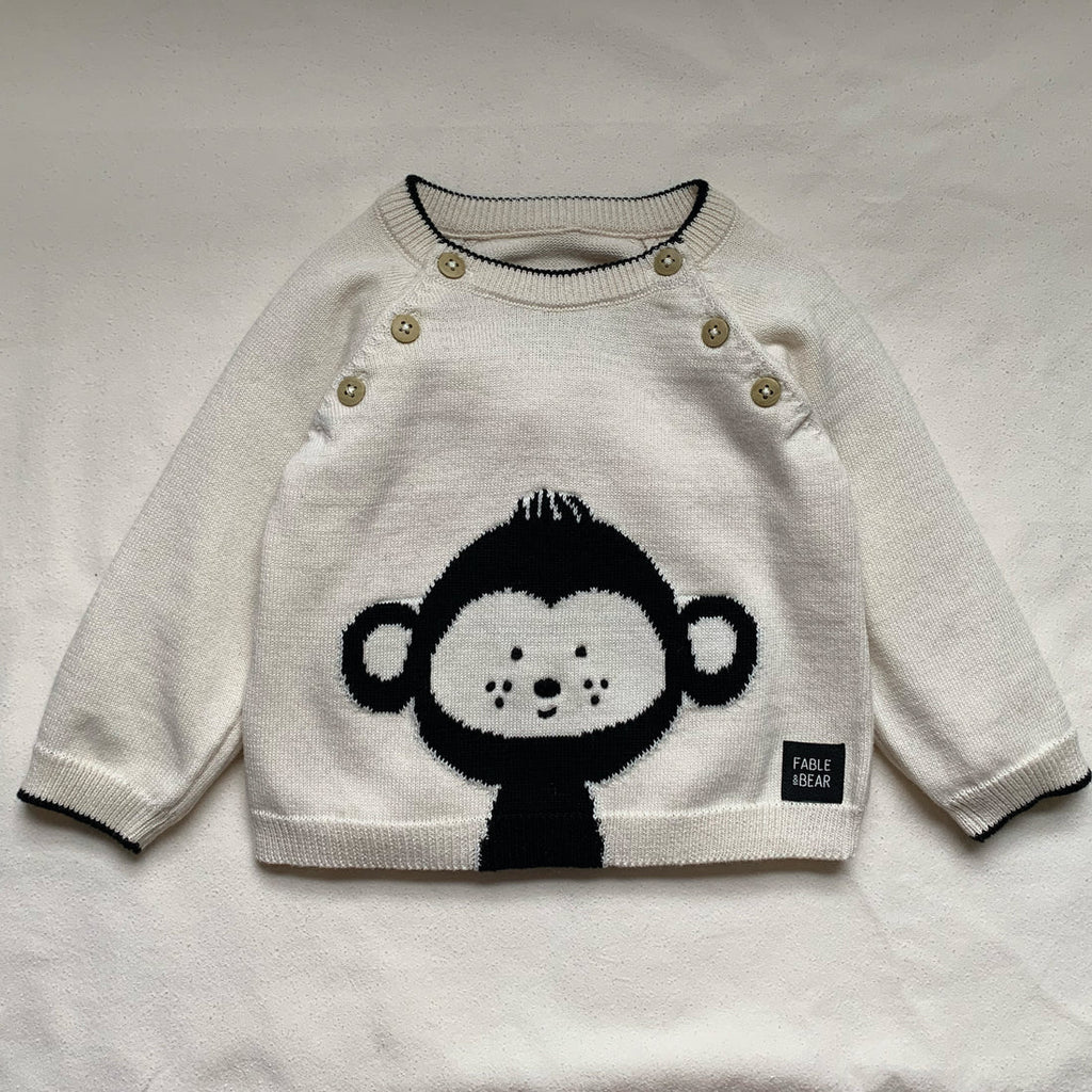 Fable & Bear: Go Bananas Monkey - Knitted Kids Jumper - Acorn & Pip_Fable & Bear