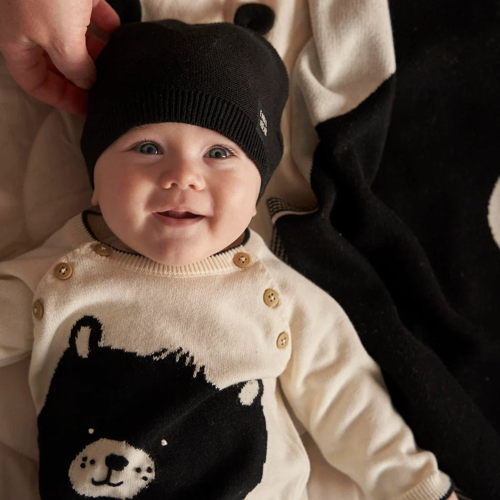 Fable & Bear: Knitted Kids Hat with Ears - Black - Acorn & Pip_Fable & Bear