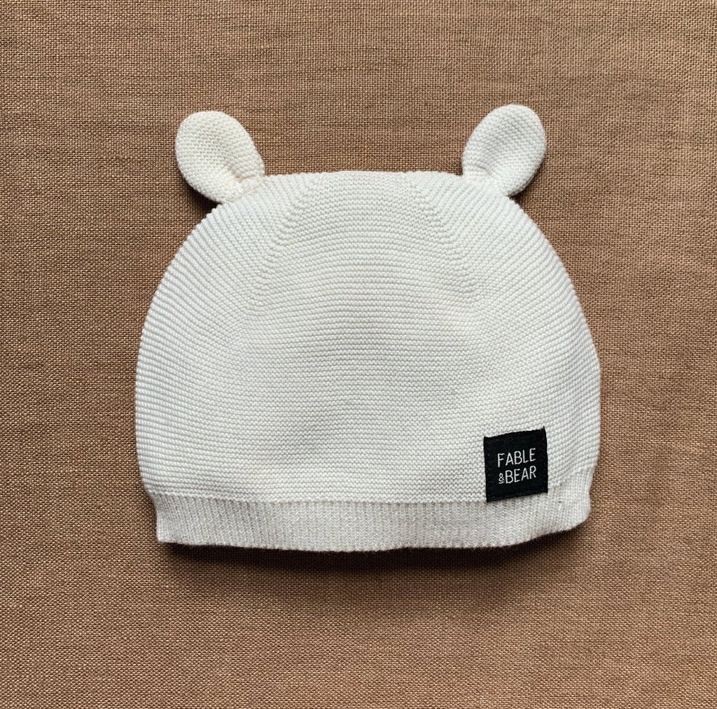Fable & Bear: Knitted Kids Hat with Ears - Natural White - Acorn & Pip_Fable & Bear