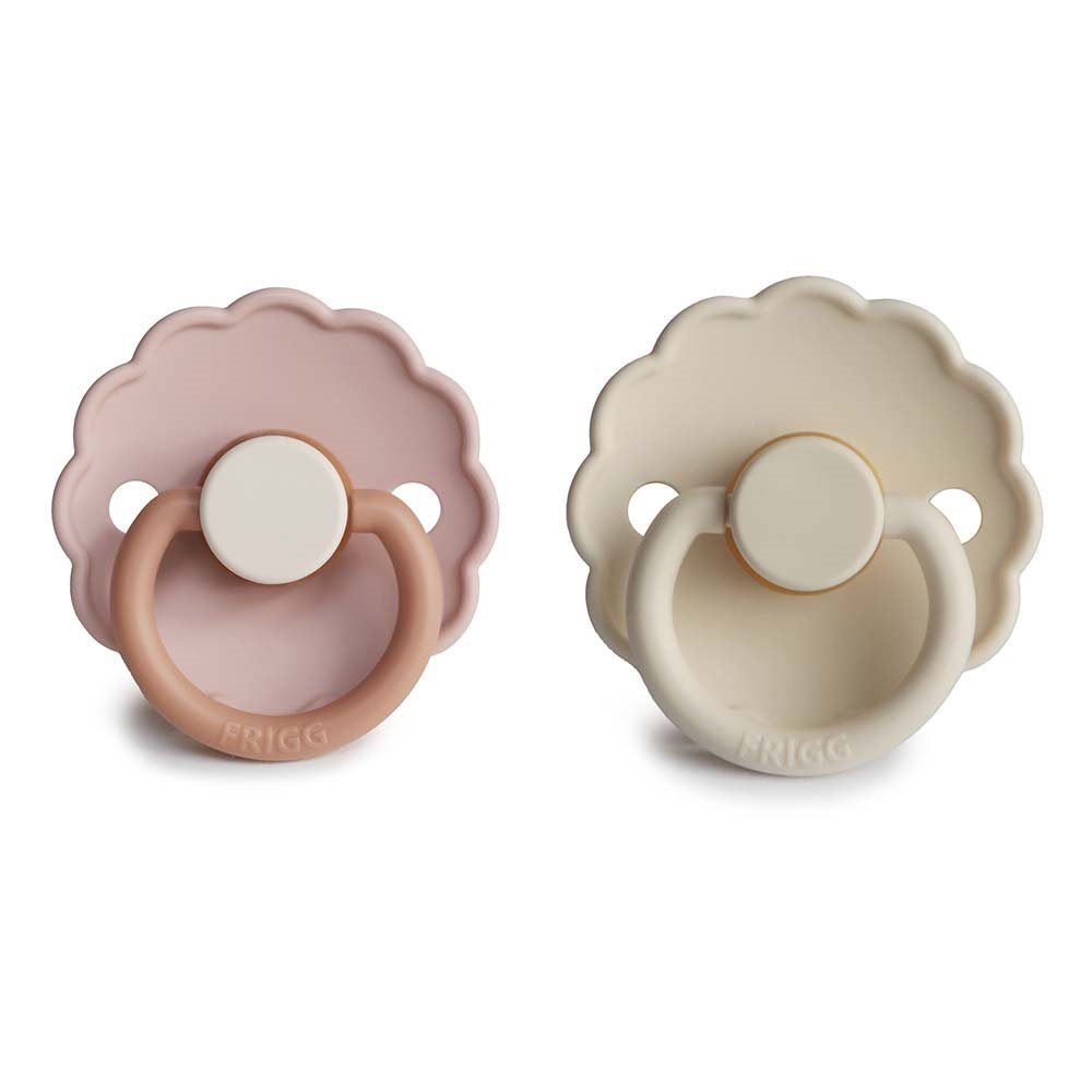 FRIGG Daisy - Round Latex 2-Pack Pacifiers - Biscuit/Cream - Size 1 - Acorn & Pip_Frigg