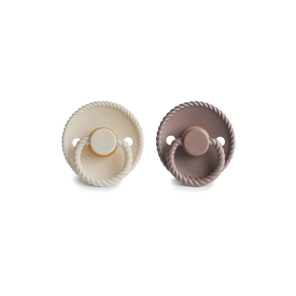FRIGG: Rope - Round Latex 2-Pack Pacifiers - Cream/ Sepia - Size 2 - Acorn & Pip_Frigg