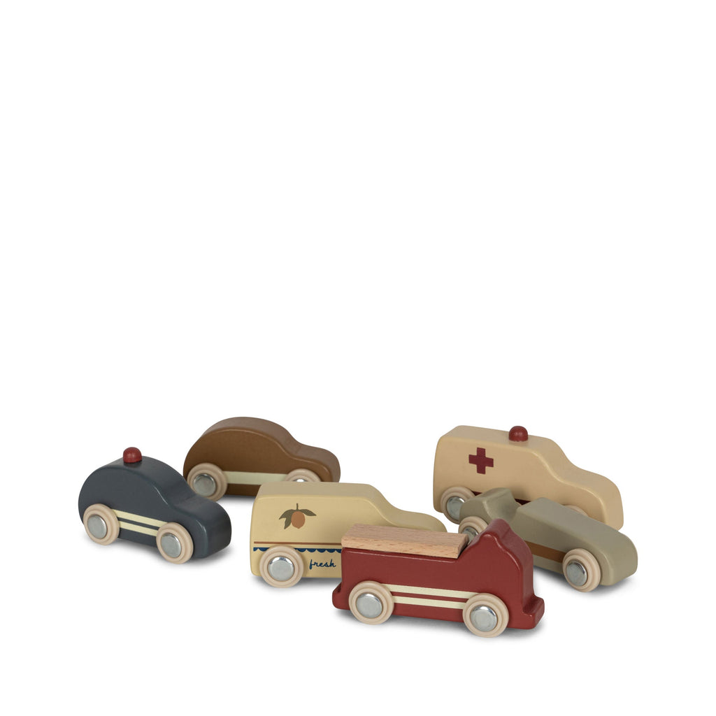 Konges Sløjd: 9 Piece Wooden Mini Cars Set - Beige - Acorn & Pip_Konges Sløjd
