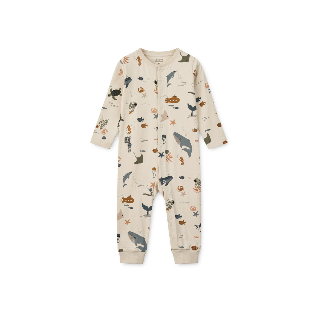 Liewood: Birk Kids Pyjamas Jumpsuit - Sea Creature / Sandy - Acorn & Pip_Liewood
